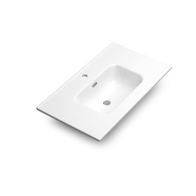 Plan vasque de salle de bains New Onix L80 x H19 x P46 cm céramique blanc