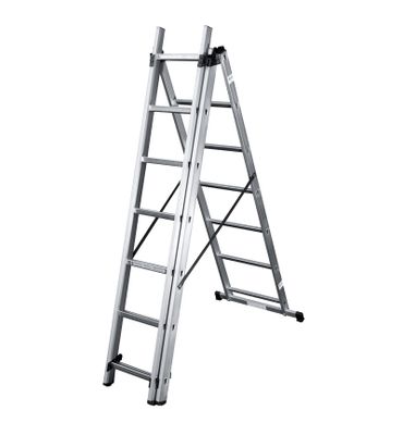 Echelle transformable 3 plans 3 x 7 échelons 4,20 / 5,10 m HobbyStep avec base rapportée aluminium - HAILO