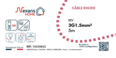 Câble U1000 R2V 3G1,5mm² 5m