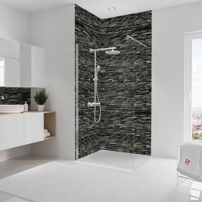 Panneaux muraux de douche 100+100x255 cm parement ardoise DecoDesign Décor - SCHULTE