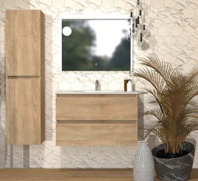 Meuble de salle de bains Evasion 2 tiroirs L100 x H83 x P46 cm panneaux de particules bois - CONCILIO