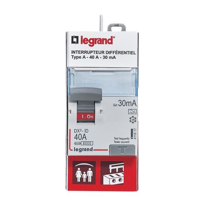 Interrupteur différentiel type A 40A 30mA 2 pôles bornes à vis - DX3 LEGRAND