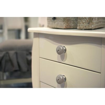 Bouton de meuble boule porcelaine acier gris diamètre 40 mm REI