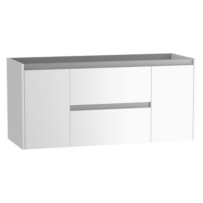 Caisson de salle de bains Thana 2 tiroirs 2 portes L120 x H55 x P45 cm panneau de particules blanc