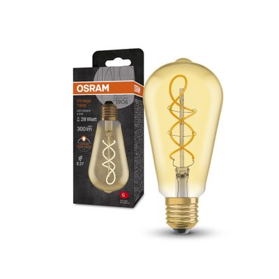 Ampoule LED Edison 1906 filament spirale ambrée E27 4 W = 250 lumens blanc chaud OSRAM