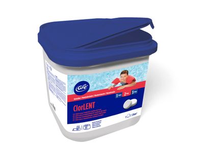 Chlore lent piscine - galets 250 g seau de 5 kg GRE