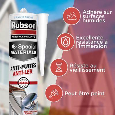 Mastic Special materials anti-fuites transparent 280 ml RUBSON