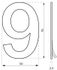 Chiffre 9 adhésif hauteur 76 mm inox THIRARD