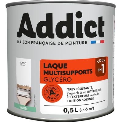 Laque Multisupports Satin blanc Ral 9016 0.5L - ADDICT