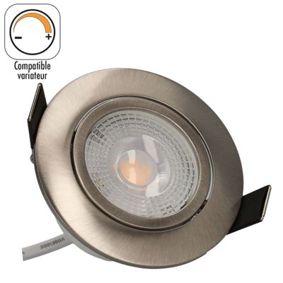 Spot LED encastrable dimmable et orientable module remplaçable Acier - Ruby ARLUX