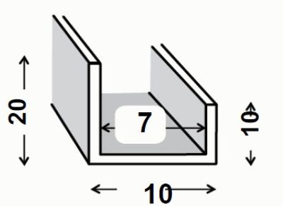 Cimaise aluminium brut 20 x 10 x 10 x 1,5 mm 1 m CQFD