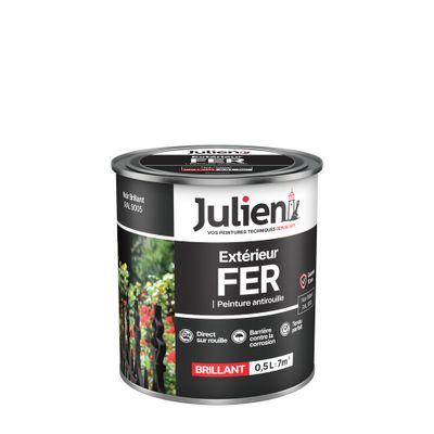 Peinture fer antirouille noir brillant 0,5 L - JULIEN