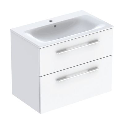 Meuble de salle de bains Selva 2 tiroirs L80 x H65 x P50 cm panneau de particules blanc mat - GEBERIT