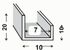Cimaise aluminium brut 20 x 10 x 10 x 1,5 mm 2 m CQFD