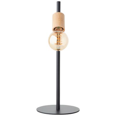 Lampe à poser E27 Tiffany noir et bois 28W - BRILLIANT