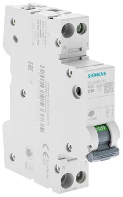 Disjoncteur 10A phase+neutre raccordement à vis - SIEMENS