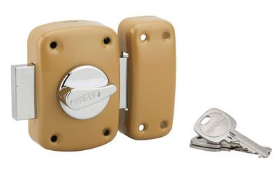 Verrou de porte d'entrée Corvette à bouton et cylindre 60 mm doré 3 clés THIRARD