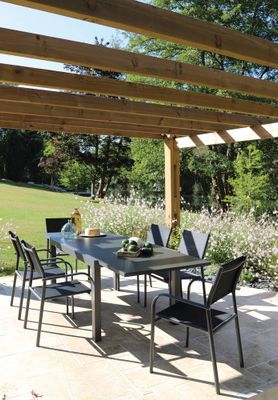 Table de jardin à rallonge ELISE aluminium graphite/gris 140x240 cm - PROLOISIRS