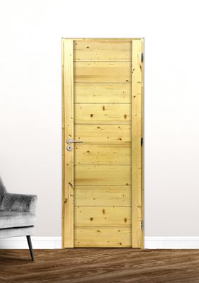Bloc-porte postformé H.204 x l.83 cm décor plaqué sapin ALPINE poussant gauche - SMIS