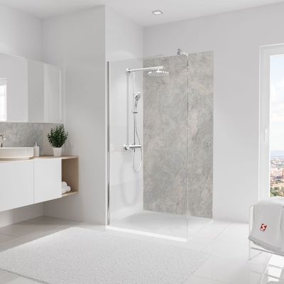 Panneau mural de douche 100x210 cm pierre gris argenté DécoDesign Décor - SCHULTE
