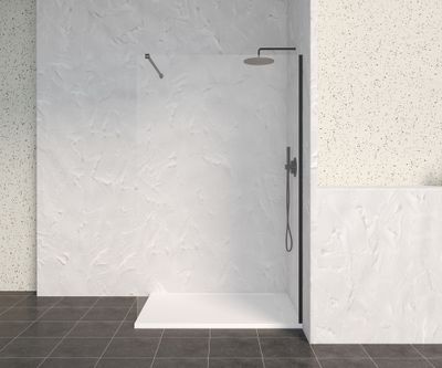 Paroi de douche à l'italienne 100x200 cm profilé noir verre transparent 8 mm Signature - OCEA