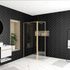 Paroi de douche à l'italienne avec déflecteur 90+40x200 cm profilé or verre transparent 5 mm Golden Edge - AURLANE