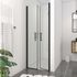 Porte de douche battante 80x200 cm profilé noir verre transparent 6 mm Saloon - AURLANE