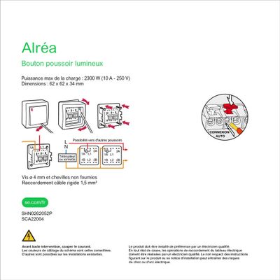 Bouton poussoir avec témoin lumineux blanc - Alréa SCHNEIDER ELECTRIC