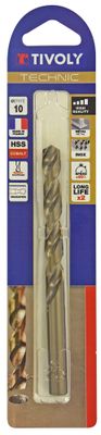 Foret métal HSS-E5 (Cobalt 5%) cobalt-Revêtu GOLD -DIN338 -h8 -Pointe en croix diamètre 10 mm TIVOLY