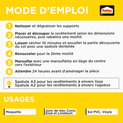 Colle pour moquette et PVC 3 kg - PATTEX