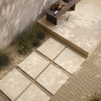 Carrelage sol extérieur TRAVIA beige ép 20 mm 60,4 x 60,4 cm rectifié paquet de 0.73 m² ERMES