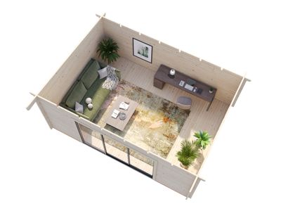 Studio de jardin en bois Lea avec baie coulissante simple vitrage - 26,1 m² hors-tout - Livraison à domicile - PALMAKO