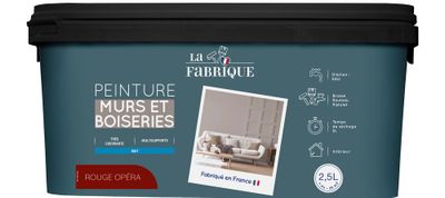 Peinture mur et boiserie Rouge Opera mat 2,5 L - LA FABRIQUE