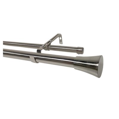 Kit double tringle extensible en métal de 2 à 3.70 m diam 16 à 28 mm Finition Nickel - MOBOIS