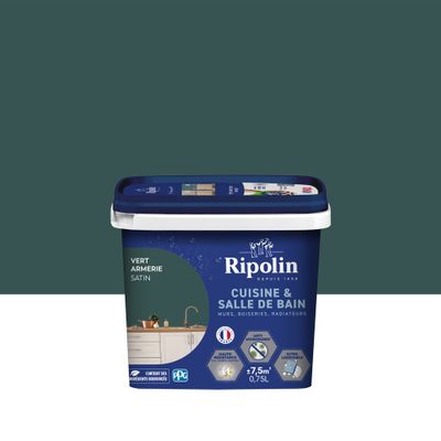 Peinture Cuisine & Bain Vert Armerie satin 0,75 L - RIPOLIN