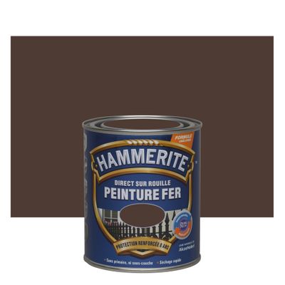 Peinture fer extérieur direct sur rouille finition martelé châtaigne 0,75 L - HAMMERITE