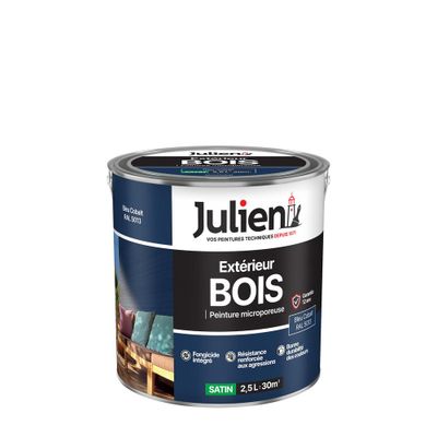 Peinture extérieur bois microporeux satin Bleu Cobalt 2,5 L - JULIEN