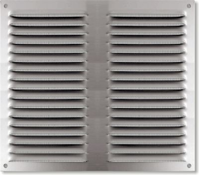 Grille d'aération carrée à persiennes en aluminium anodisé avec moustiquaire 200 x 200 mm AUTOGYRE