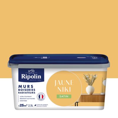 Peinture murs, boiseries et radiateurs jaune niki satin 2,5 L - RIPOLIN