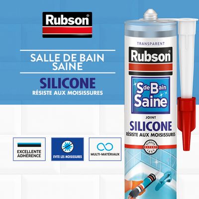 Mastic Silicone Salle de Bain Saine Translucide 280 ml RUBSON