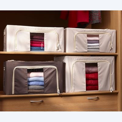 Housse de rangement en tissu marron avec armature 44 L MOTTEZ