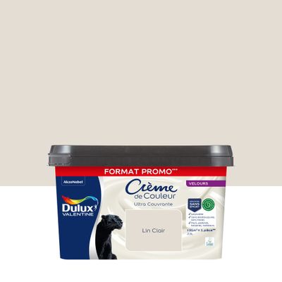 Peinture crème de couleur Lin Clair velours 2,5L promo - DULUX VALENTINE