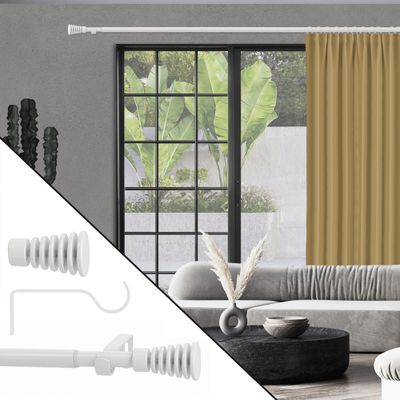 Kit tringle à rideaux extensible en métal de 1.20 à 2.10 m diam 16 à 19 mm Finition Blanc mat - MOBOIS