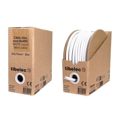 Câble électrique déco blanc 2X0,75 mm² 25 mètres TIBELEC