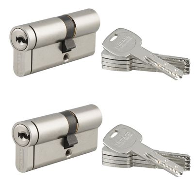 Cylindre de serrure double entrée s'entrouvrant 30 x 40 mm Transit 2 très haute sécurité 5 clés par 2 THIRARD