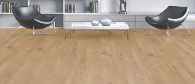 Sol stratifié décor chêne clair SHERWOOD ép 8 mm 19,2 x 128,8 cm AC4 paquet de 2,26 m² AJ TIMBER