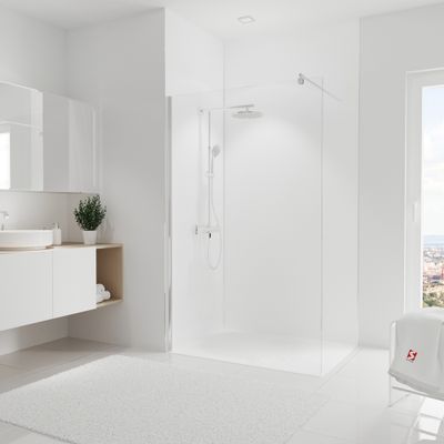 Panneaux muraux de douche 90+120x255 cm décor blanc DécoDesign Couleur - SCHULTE
