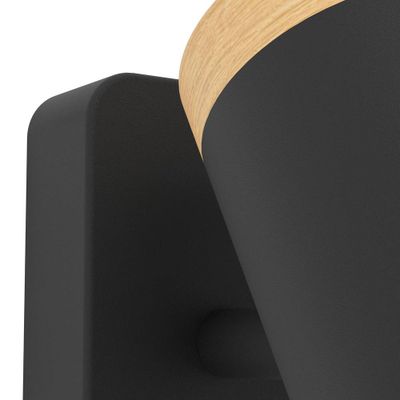 Spot salle de bains GU10 Consuma noir et bois IP44 3W - EGLO
