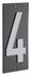 Plaque chiffre 4 à visser 56 x 130 mm  fond noir THIRARD