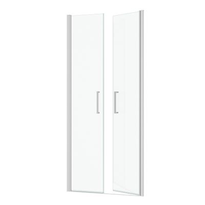 Porte de douche battante 90x200 cm profilé chrome verre transparent 6 mm Saloon - AURLANE